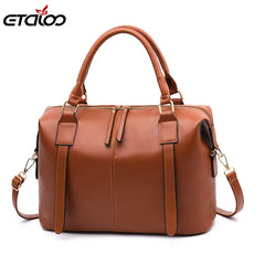 Vintage Leather Shoulder Bag Women Handbag Rivet Doctor Bag Totes