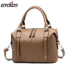 Vintage Leather Shoulder Bag Women Handbag Rivet Doctor Bag Totes