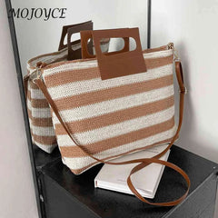 Large Capacity Knit Shoulder Bag Soft for Daily Travel