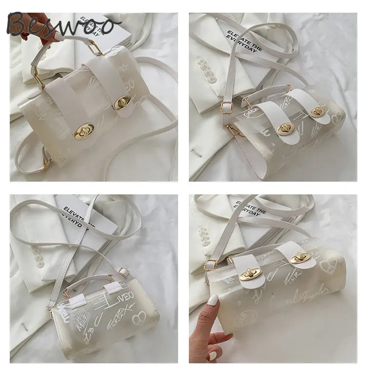 Women Shoulder Bag Spring PVC Transparent Graffiti Handbag