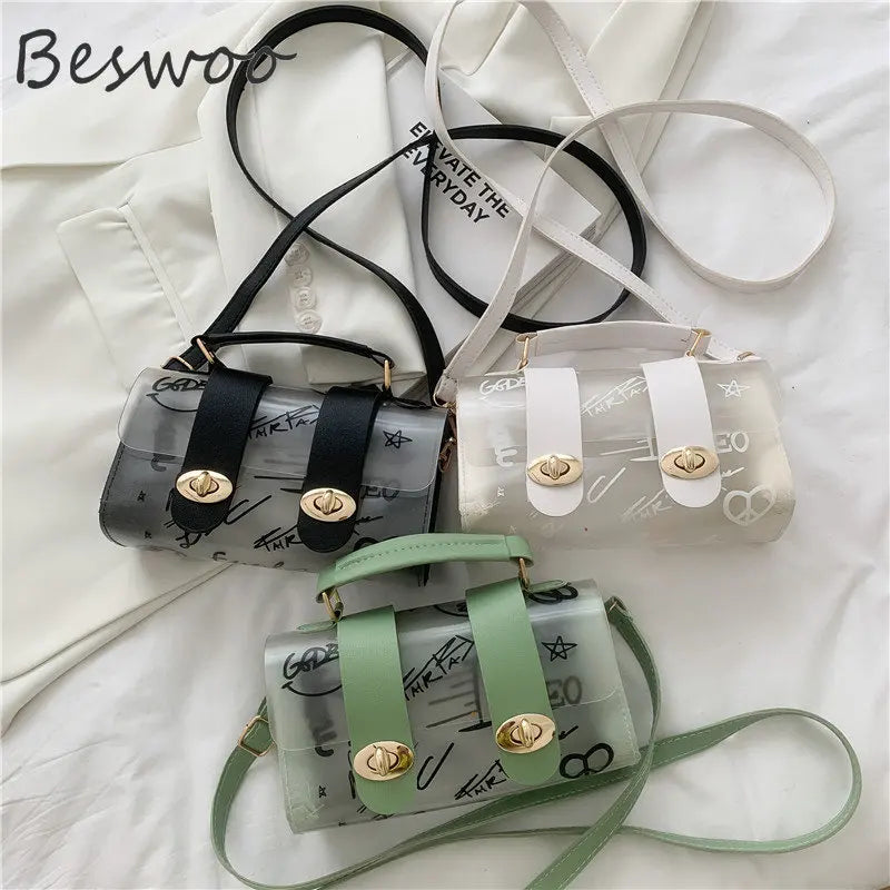 Women Shoulder Bag Spring PVC Transparent Graffiti Handbag