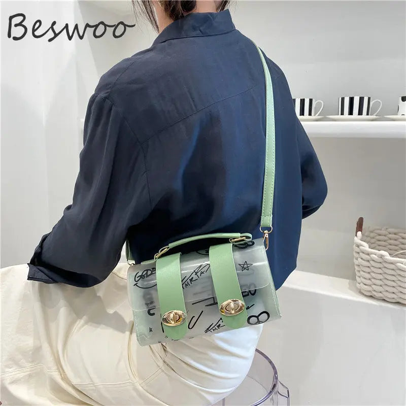 Women Shoulder Bag Spring PVC Transparent Graffiti Handbag