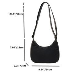 Nylon Shoulder Bag Crescent Shape Underarm Messenger Daily Clutch Tote Bag