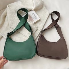 Nylon Shoulder Bag Crescent Shape Underarm Messenger Daily Clutch Tote Bag