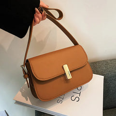 Women Shoulder Bag Solid Handbag INS Black/Coffee/Brown PU Leather Square Bags