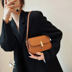 Women Shoulder Bag Solid Handbag INS Black/Coffee/Brown PU Leather Square Bags