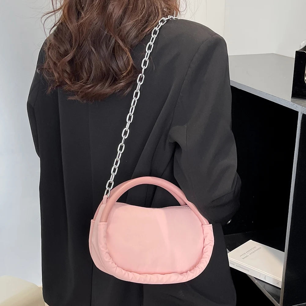 Solid Oxford Cloth Female Shoulder Bag Chain Small Tote Travel Purse
