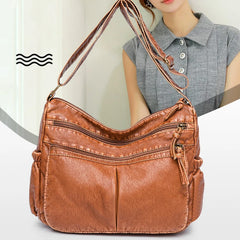Women Shoulder Bag Vintage Crossbody Messenger Pack Brown