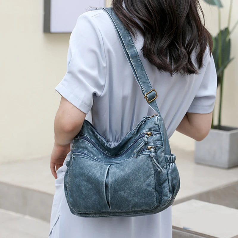 Women Shoulder Bag Vintage Crossbody Messenger Pack Brown