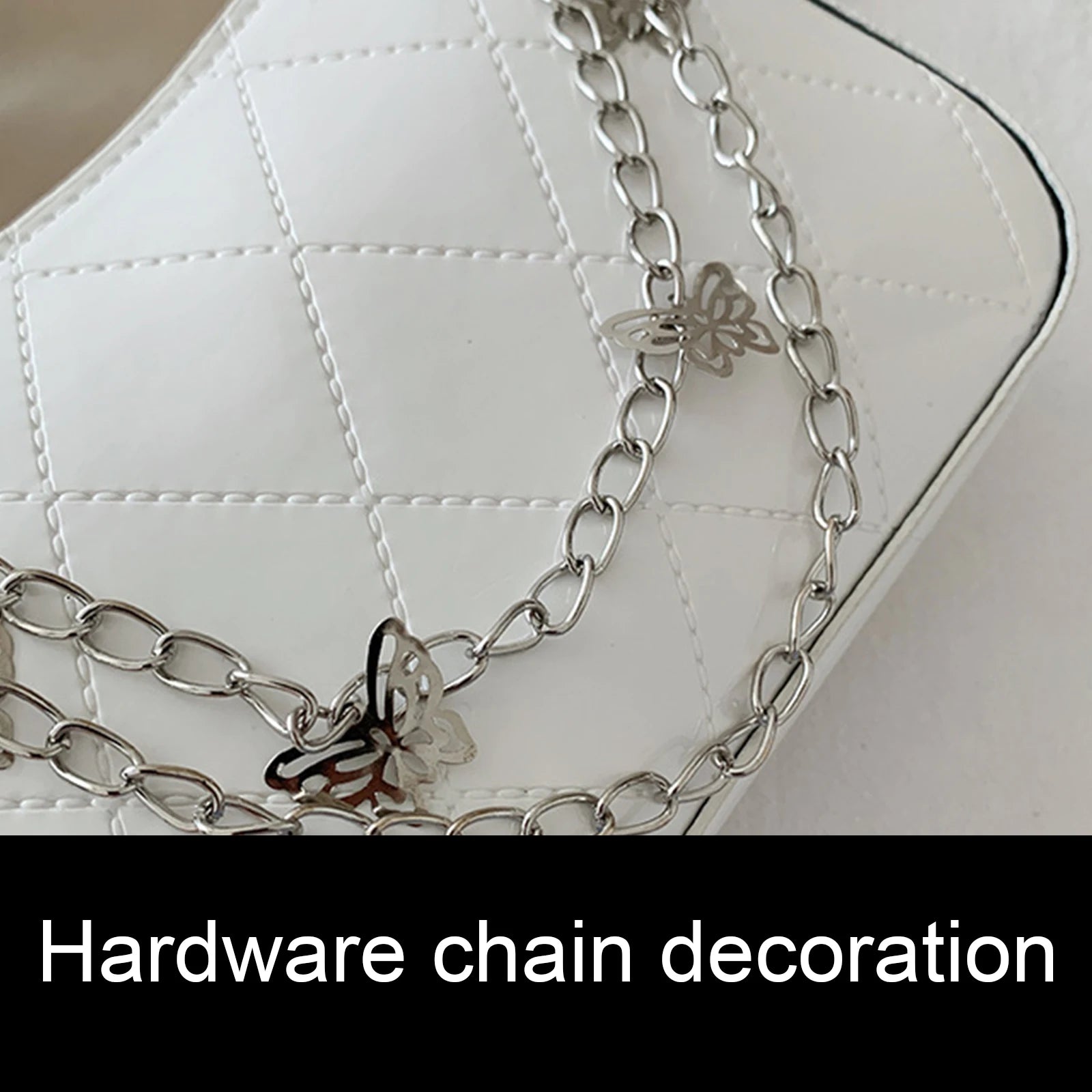 Butterfly Chain Decoration Shoulder Bag with Detachable Strap