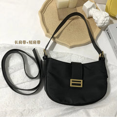 Casual Solid Saddle Shoulder Bag Purse with Zipper for Women