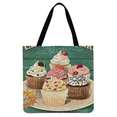 Linen Shoulder Bags 40*40cm Student Book Bags Work Commute Tote