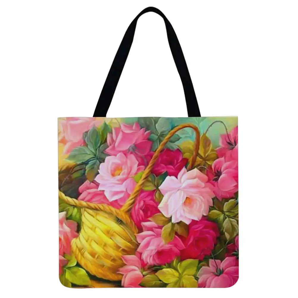 Linen Shoulder Bags 40*40cm Student Book Bags Work Commute Tote