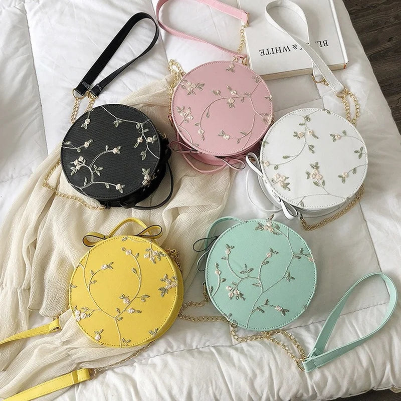 Lace Fresh Handbag Crossbody Bag Small Round Clutch