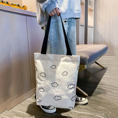 Canvas Shoulder Bag Cloud Print Large Capacity Tote