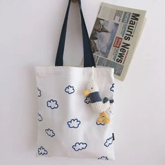 Canvas Shoulder Bag Cloud Print Large Capacity Tote