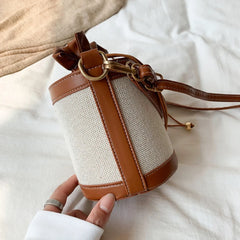 Women Shoulder Bags Cylinder PU Leather Bucket Crossbody Bag
