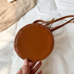 Women Shoulder Bags Cylinder PU Leather Bucket Crossbody Bag