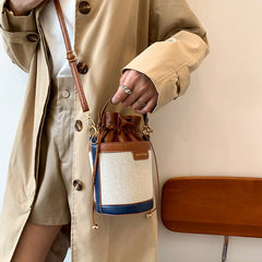 Women Shoulder Bags Cylinder PU Leather Bucket Crossbody Bag