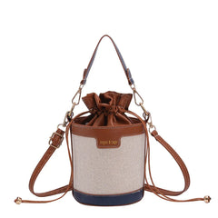 Women Shoulder Bags Cylinder PU Leather Bucket Crossbody Bag