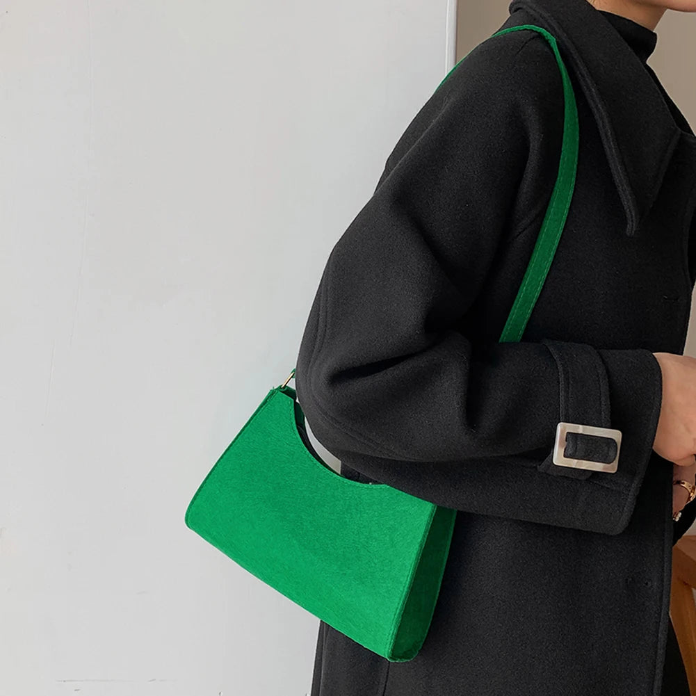 Fashionable Felt Printed Shoulder Bag Casual Handbags