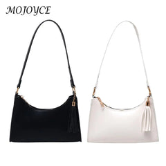 Stylish PU Leather Shoulder Bag with Tassels