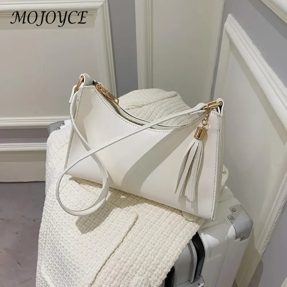 Stylish PU Leather Shoulder Bag with Tassels
