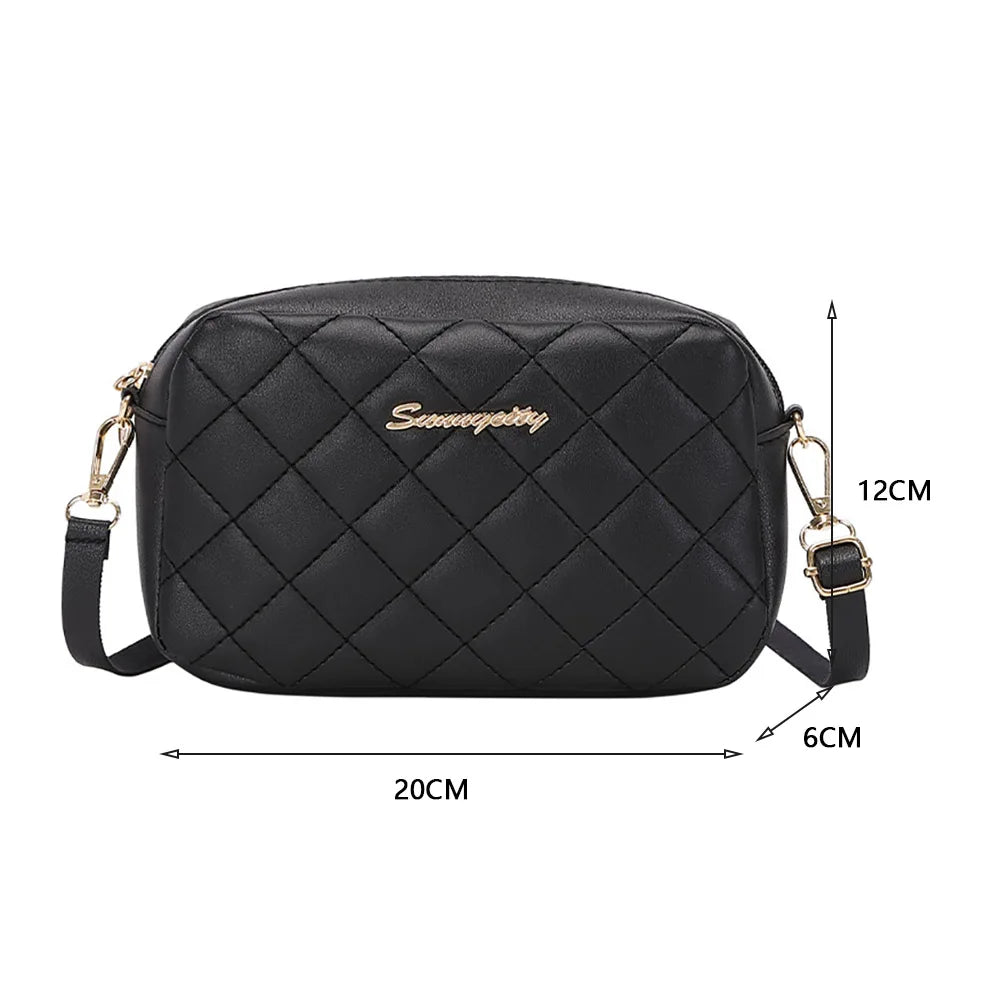Solid Crossbody Bag Women Lattice Handbag Small Purse for Travel