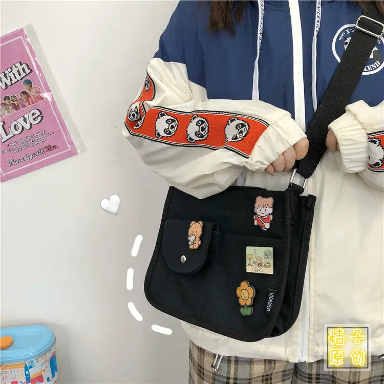 Canvas Shoulder Bag Crossbody for Teenage Girls