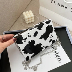 Leopard Printed PU Leather Shoulder Bag with Chain Strap