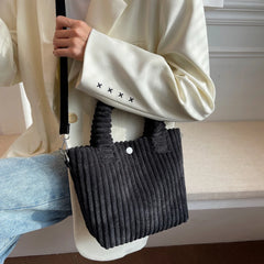 Corduroy Shoulder Bag Small Buckle Handbag Autumn Winter Fashion Decoration