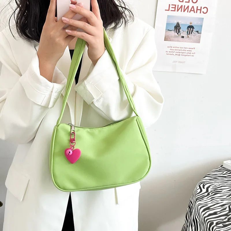 Vintage Heart Pattern Underarm Bag Zipper Dumpling Handbag