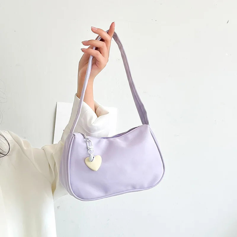 Vintage Heart Pattern Underarm Bag Zipper Dumpling Handbag