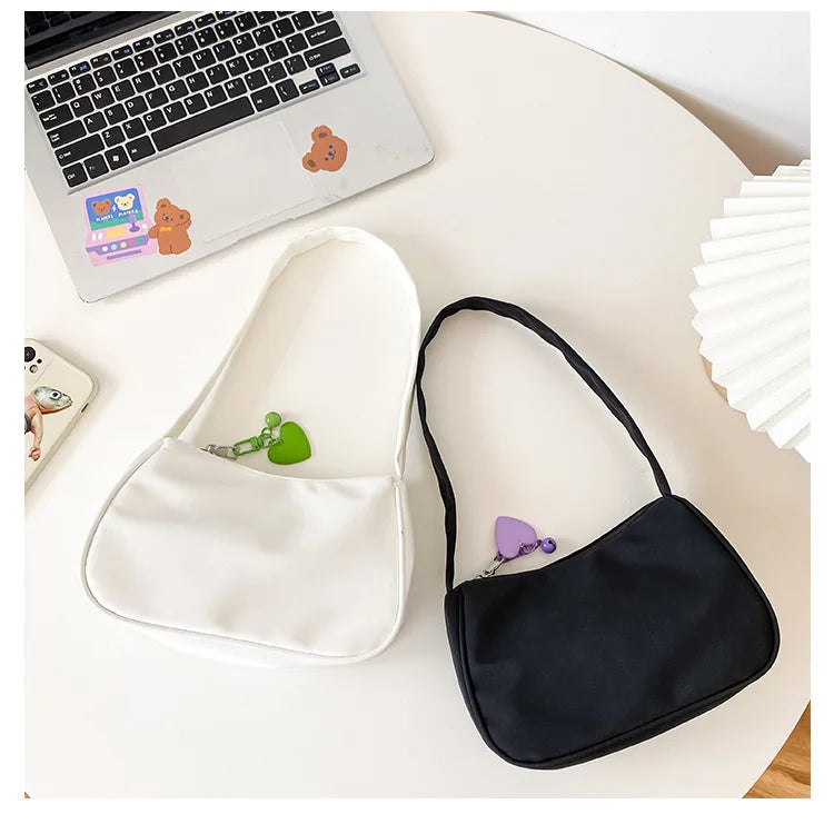 Vintage Heart Pattern Underarm Bag Zipper Dumpling Handbag