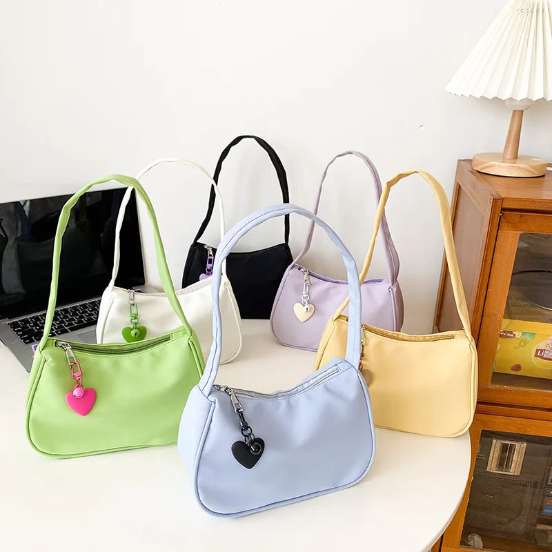 Vintage Heart Pattern Underarm Bag Zipper Dumpling Handbag