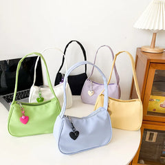 Vintage Heart Pattern Underarm Bag Zipper Dumpling Handbag
