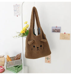 Fluffy Fur Shoulder Bag Lamb Fabric Tote Casual Lady Shopper