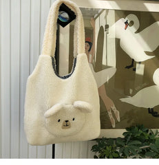 Fluffy Fur Handbag Lamb Like Fabric Tote Bag