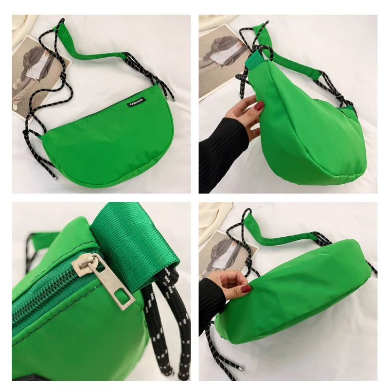 Women Shoulder Crossbody Bag Large Nylon Messenger Book Bag Female Handbag Green