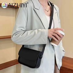 Small Leather Crossbody Bag Solid Flap Pocket Daily Purse for Lady