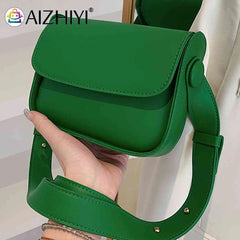 Small Leather Crossbody Bag Solid Flap Pocket Daily Purse for Lady
