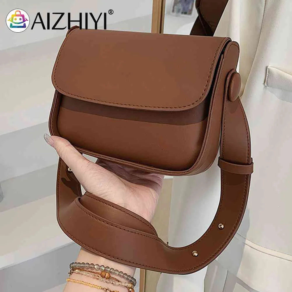 Small Leather Crossbody Bag Solid Flap Pocket Daily Purse for Lady