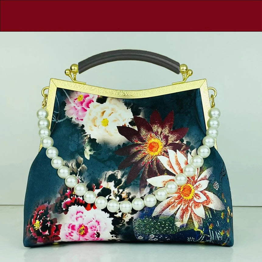 Vintage Flowers Beads Fringe Tassel Crossbody Bag