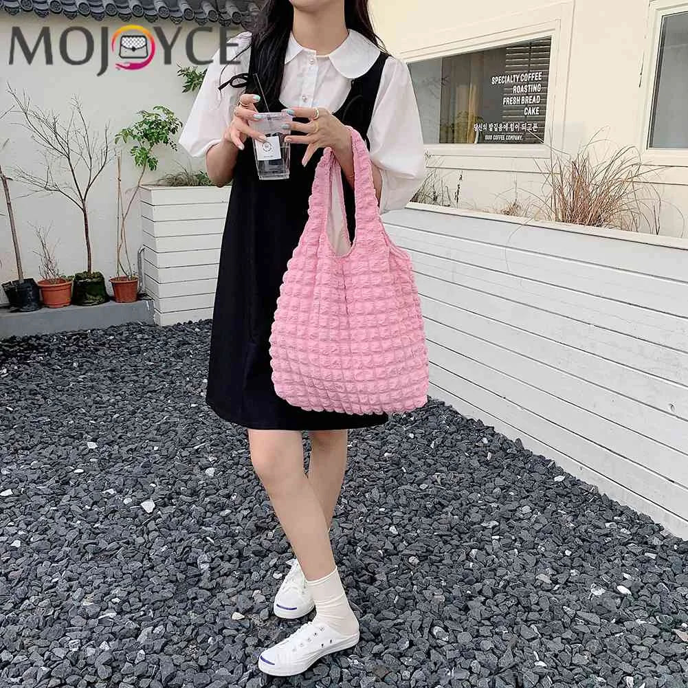 Pleated Top-handle Bag Large Capacity Underarm Bag Cloud Bubble Soft