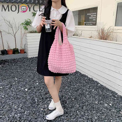 Pleated Top-handle Bag Large Capacity Underarm Bag Cloud Bubble Soft