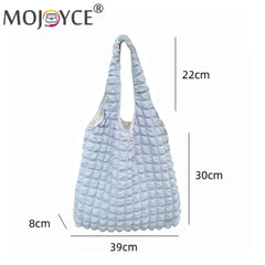 Pleated Top-handle Bag Large Capacity Underarm Bag Cloud Bubble Soft