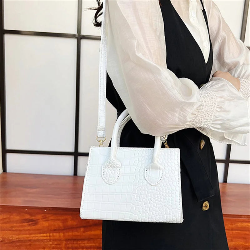 Crocodile Pattern Shoulder Handbag PU Leather Tote Crossbody Bag