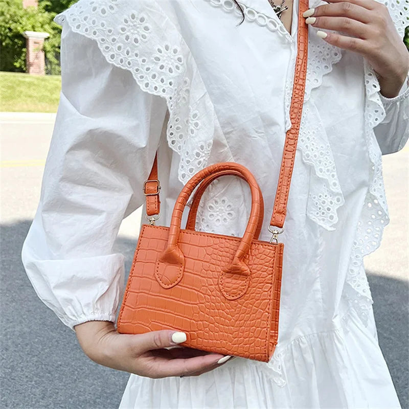 Crocodile Pattern Shoulder Handbag PU Leather Tote Crossbody Bag