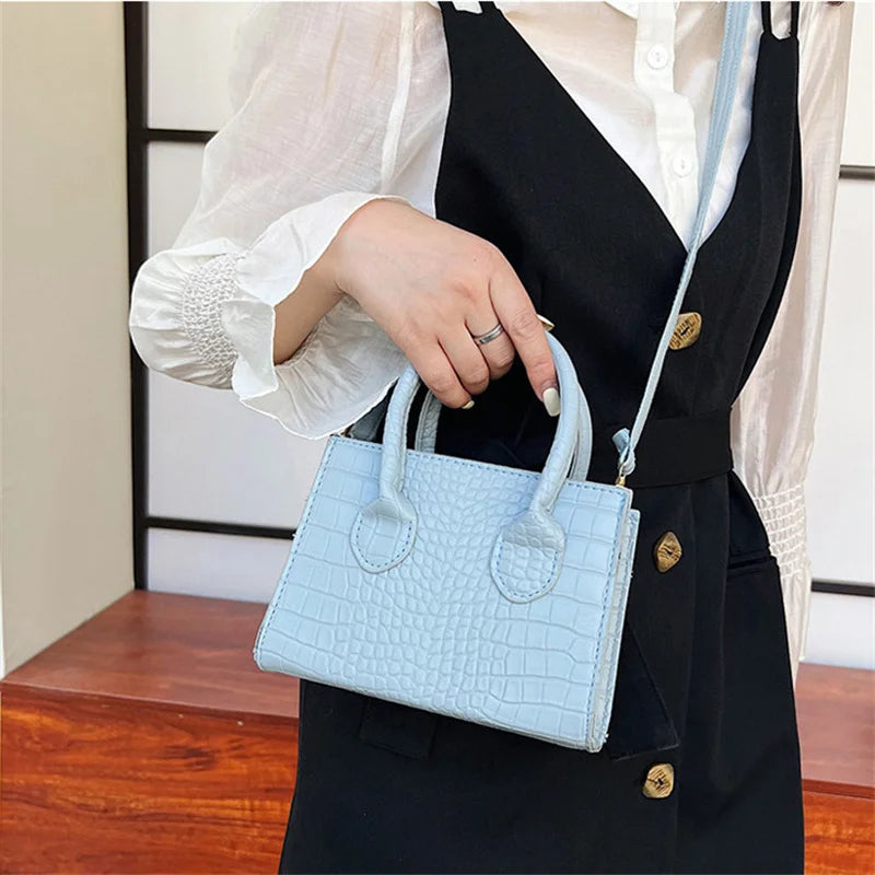 Crocodile Pattern Shoulder Handbag PU Leather Tote Crossbody Bag