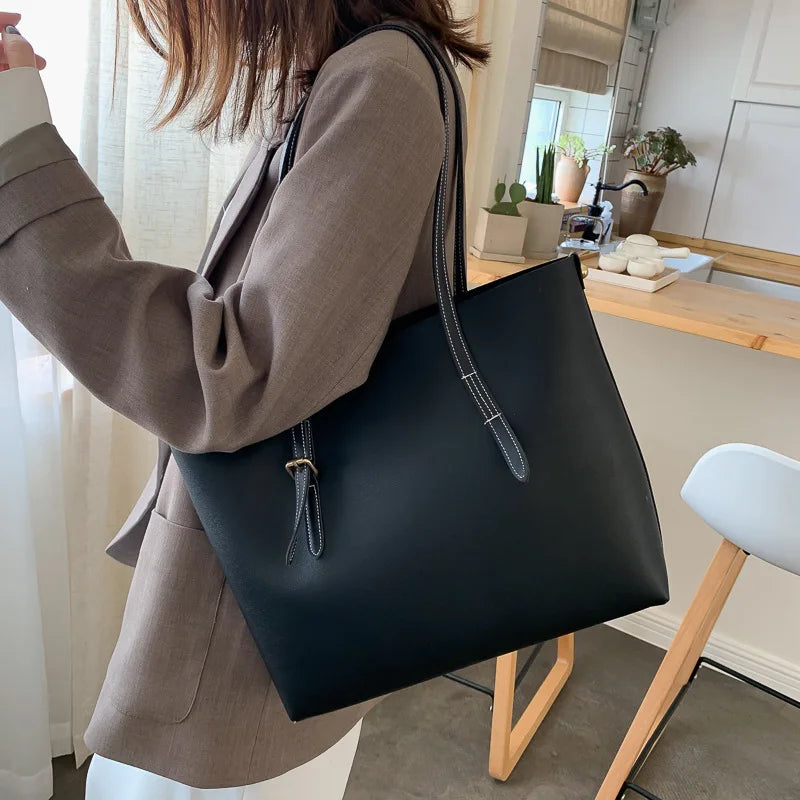 Shoulder Shopping Bags PU Leather Handbag Ladies Large Capacity Tote Handbags